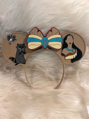 Native Woman and Animals 3-D Ear Headband with Bow - Handcrafted